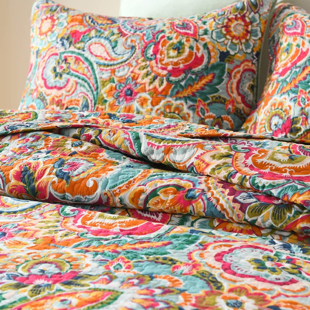 Покривало VISIMISI Бавовна Білий Квіти Пейслі, Накидка на ліжко, фото №3