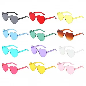 Солнцезащитные Очки Сердце Без ободочных 12 Штук Разноцветные - Фото 1