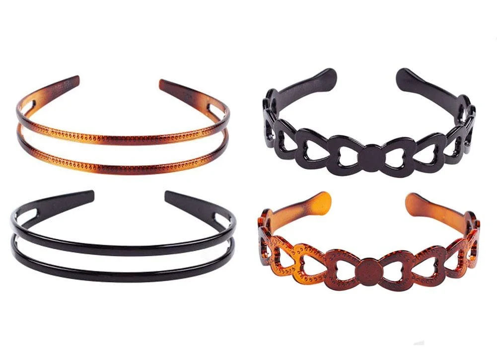 Обруч для волосся Пластиковий 4 шт Чорний + Коричневий, фото №1