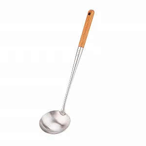 Набор лопатка и половник для вока 304 Stainless Steel 17 дюймов дерево/сталь - Фото 1