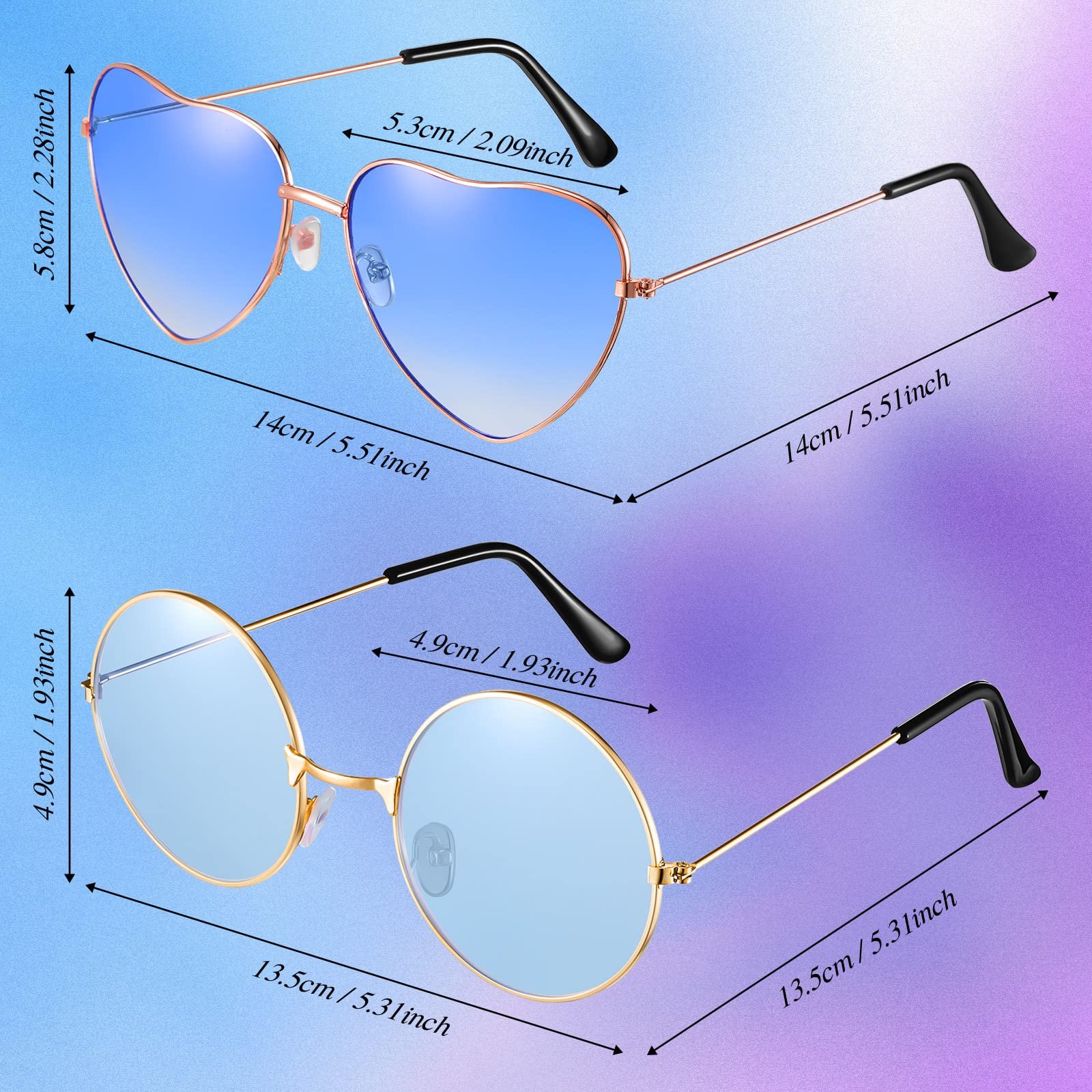 Солнцезащитные очки Hippie Fiada, 2 пары, ретро, ​​для женщин и мужчин, для вечеринок и фестивалей, фото №2