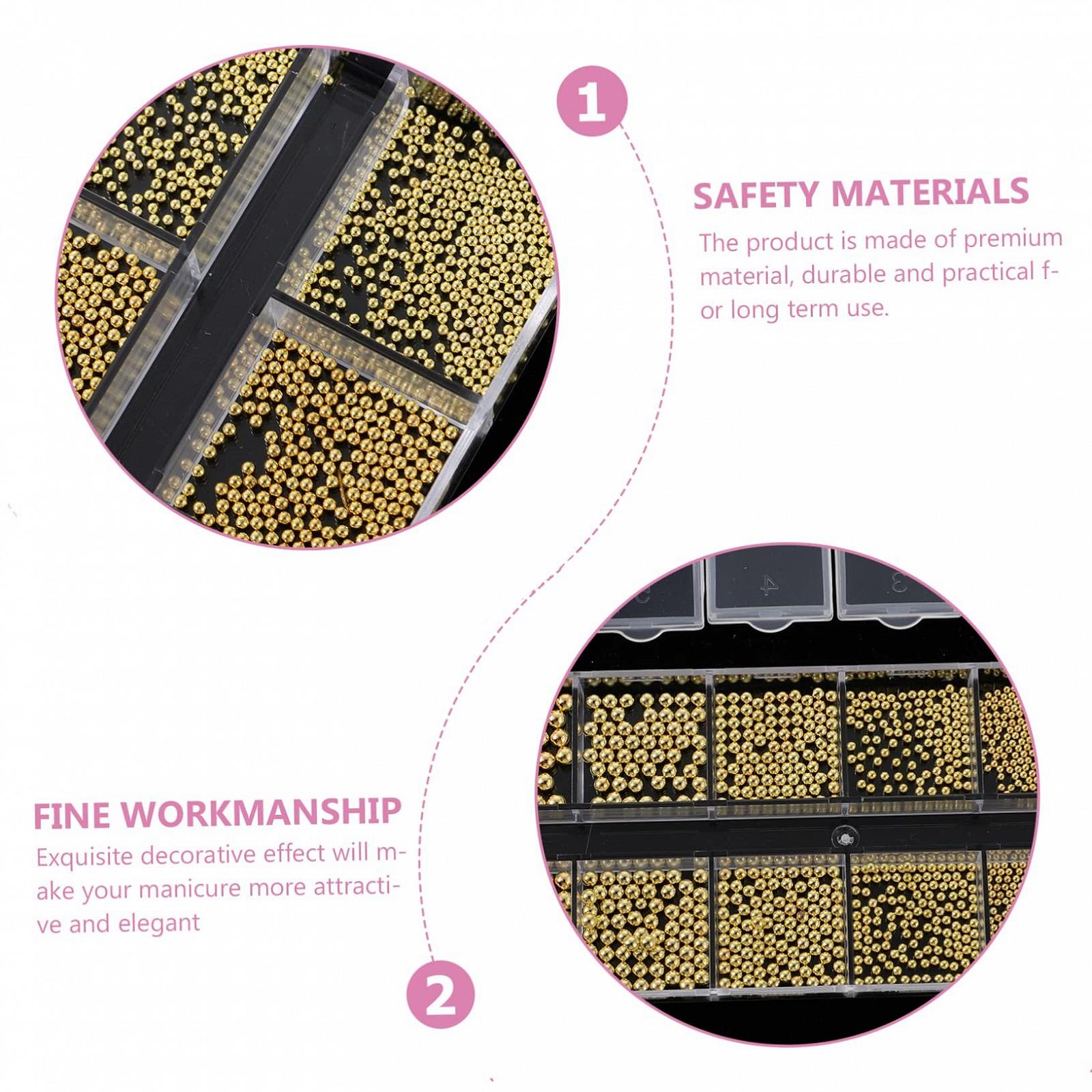 Украшение для ногтей Стальной шарик Золотой, фото №6