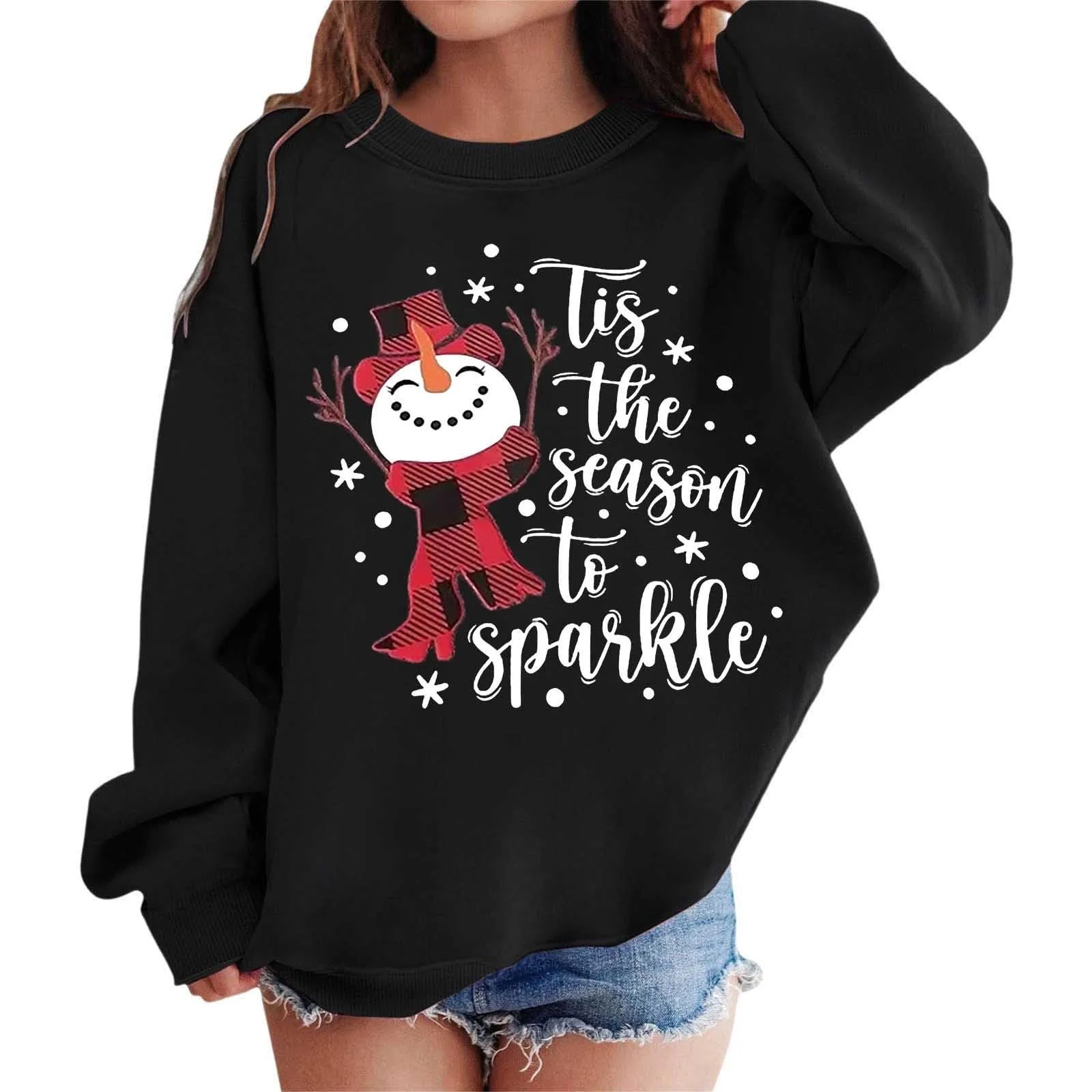 Пуловер для девочек с графическим принтом, круглый вырез, длинные рукава, милый пуловер с широкими плечами, размер 164, фото №1