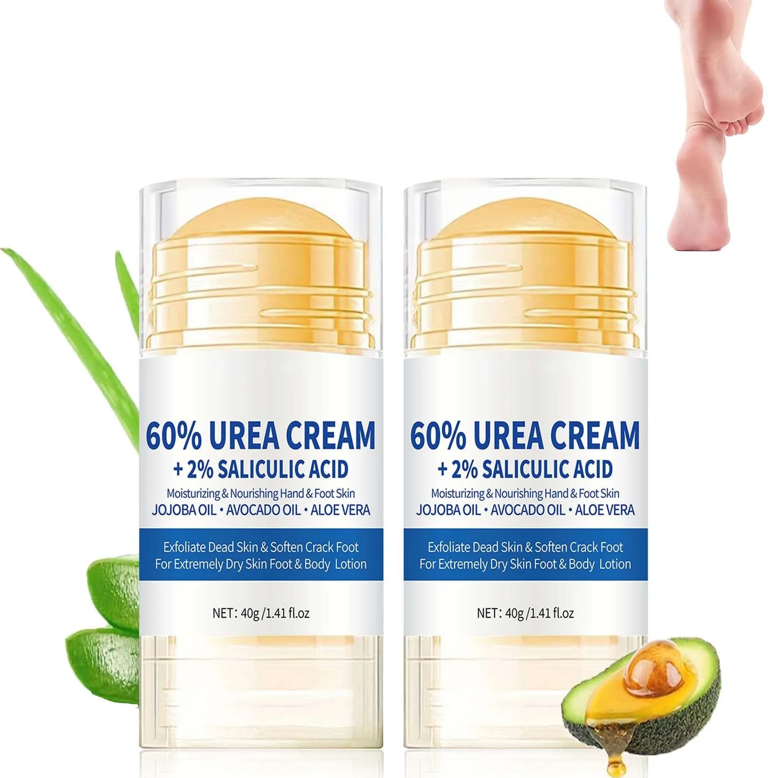 Крем для ног и рук Urea 2 Pieces увлажняющий и питательный для сухой кожи пяток, рук и коленей 40 г x 2, фото №1