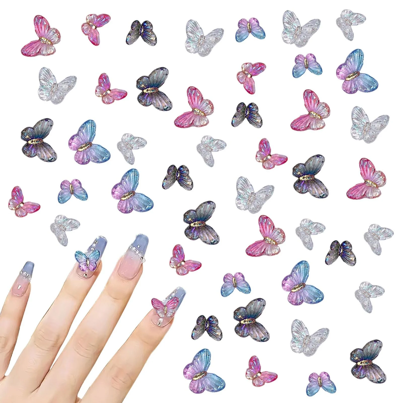 Підвіски для дизайну нігтів у формі метелика, кристали, фото №1