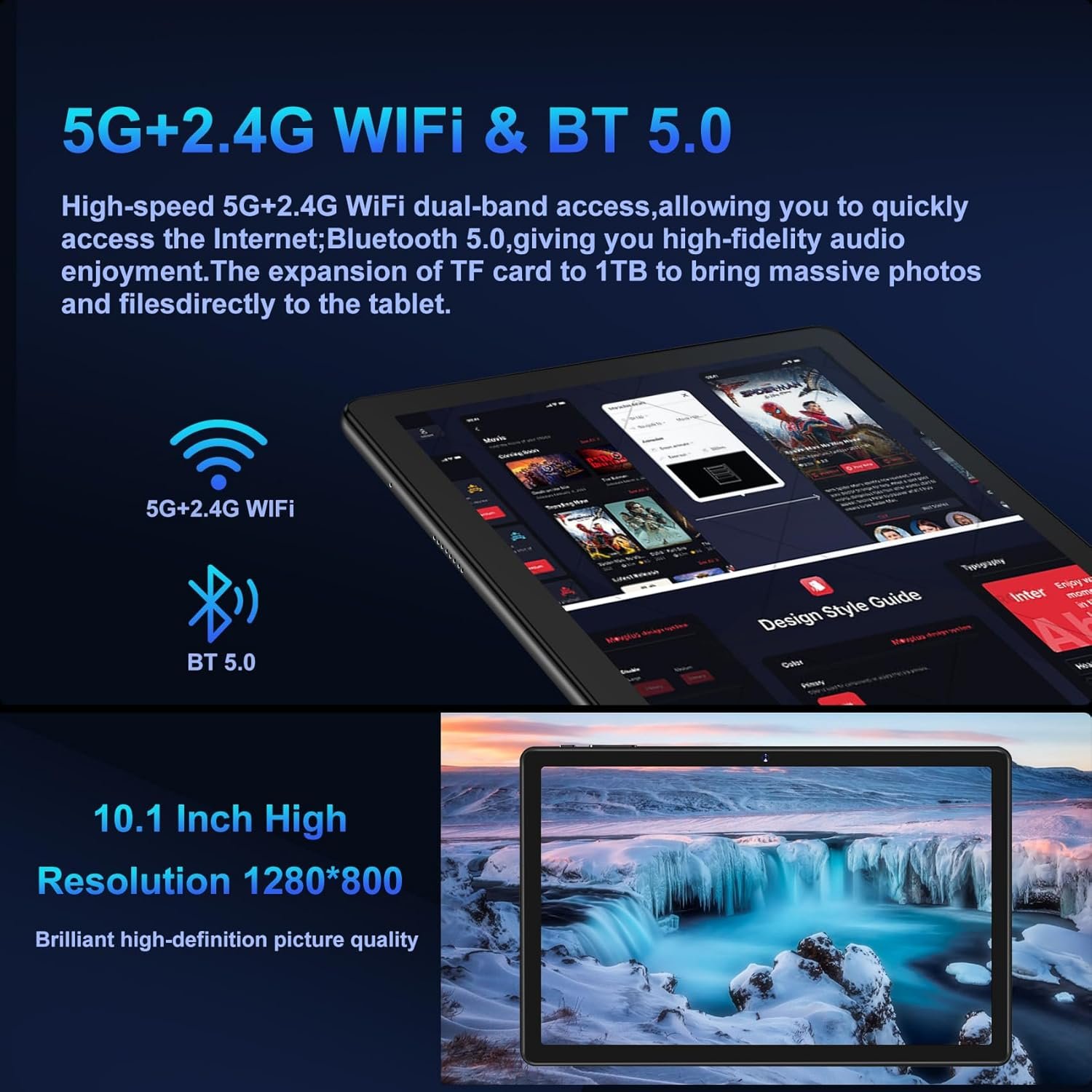 Планшет 10" Oangcc A15 6+6/128Gb 8 ядер Android 13 6000 mAh Чорний, фото №5