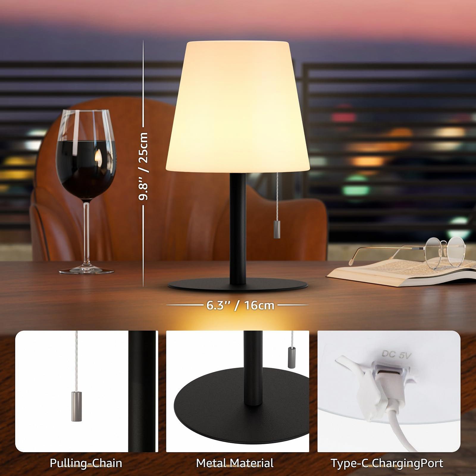 Настільна лампа LED Battery Outdoor Wireless Dimmable 7 Colours USB Чорний, фото №5