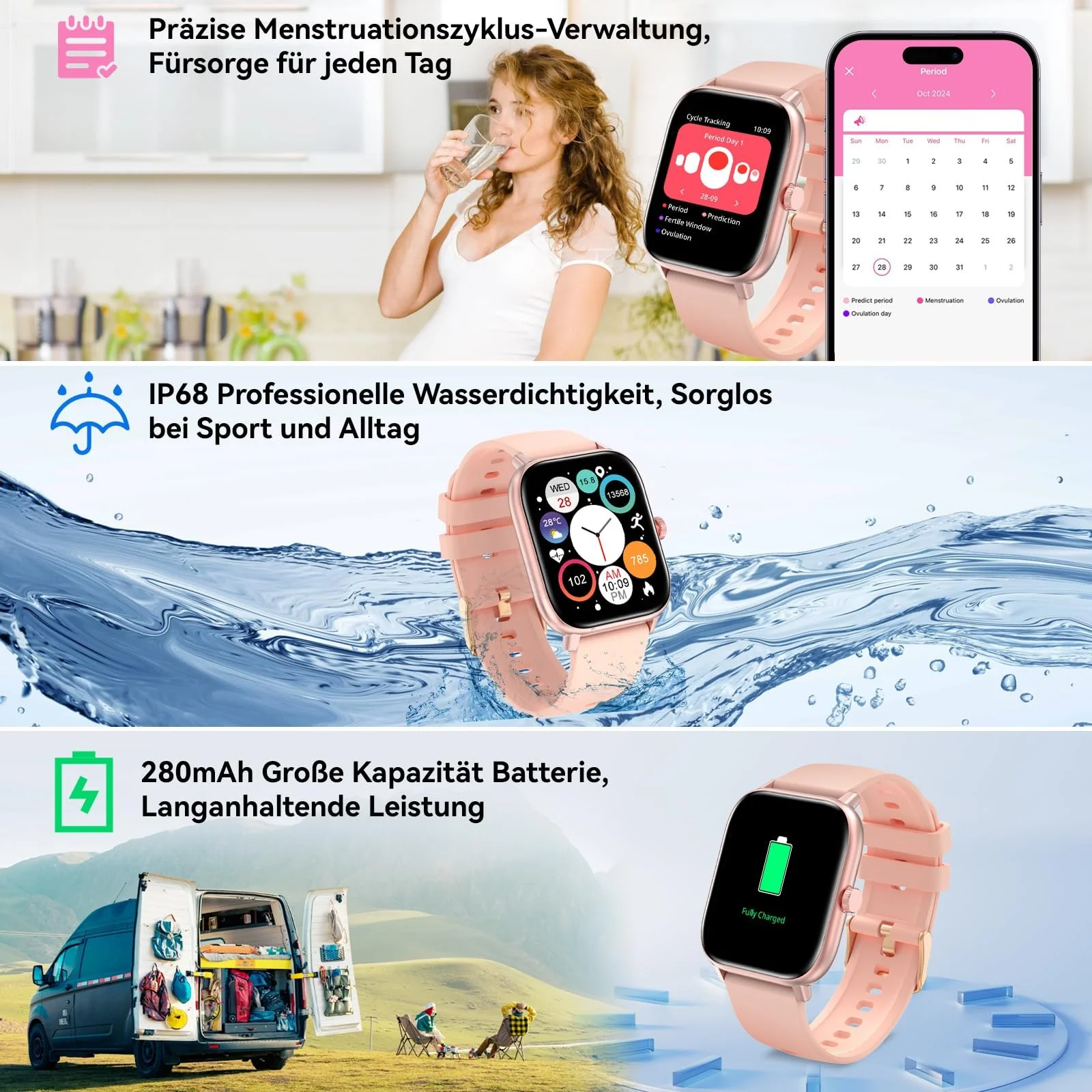 Смартгодинник Bebinca для жінок/чоловіків з функцією телефону, 1,85-дюймовий HD квадратний сенсорний екран, фото №5 Смартгодинник Bebinca для жінок/чоловіків з функцією телефону, 1,85-дюймовий HD квадратний сенсорний екран, фото №5