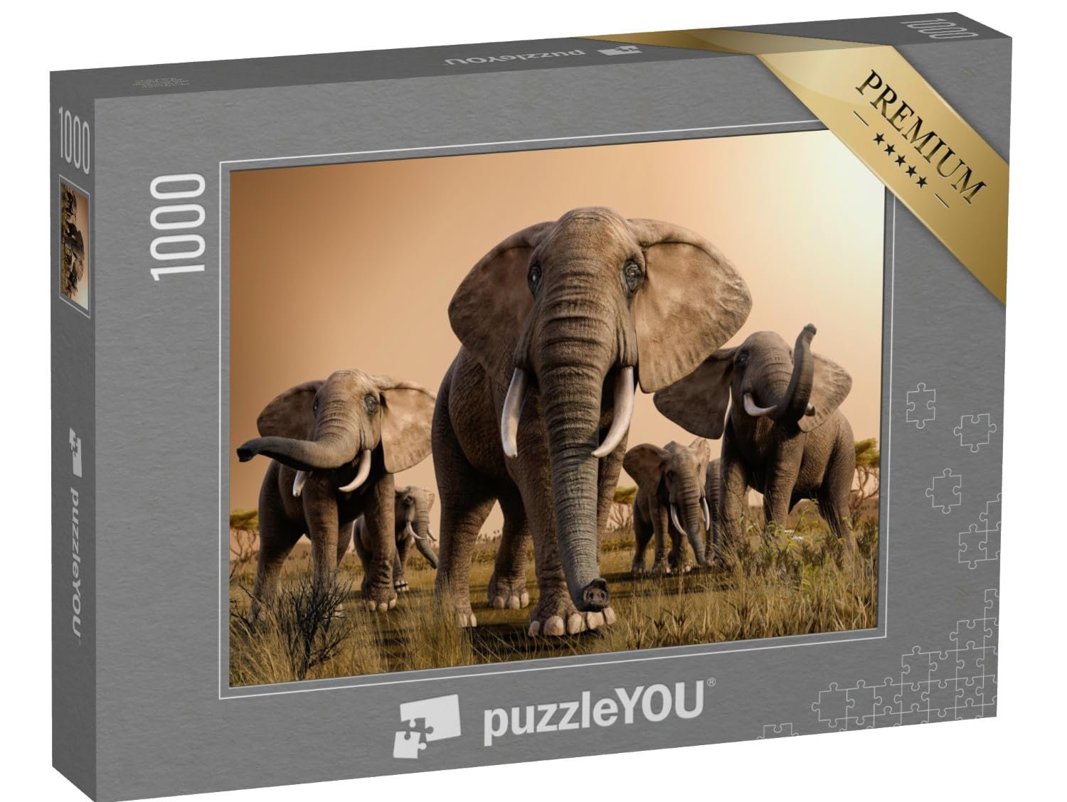 Пазл puzzleYOU Elephants "Beautiful Scenery of a Herd of Majestic African Elephants" 1000 элементов, фото №1
