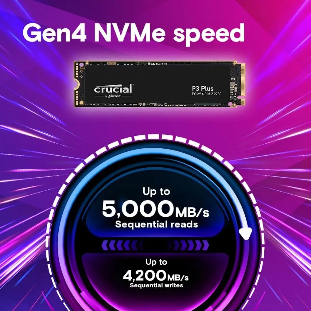 SSD накопичувач Crucial P3 PLUS 2TB QLC NAND M.2 NVMe 2280, фото №2