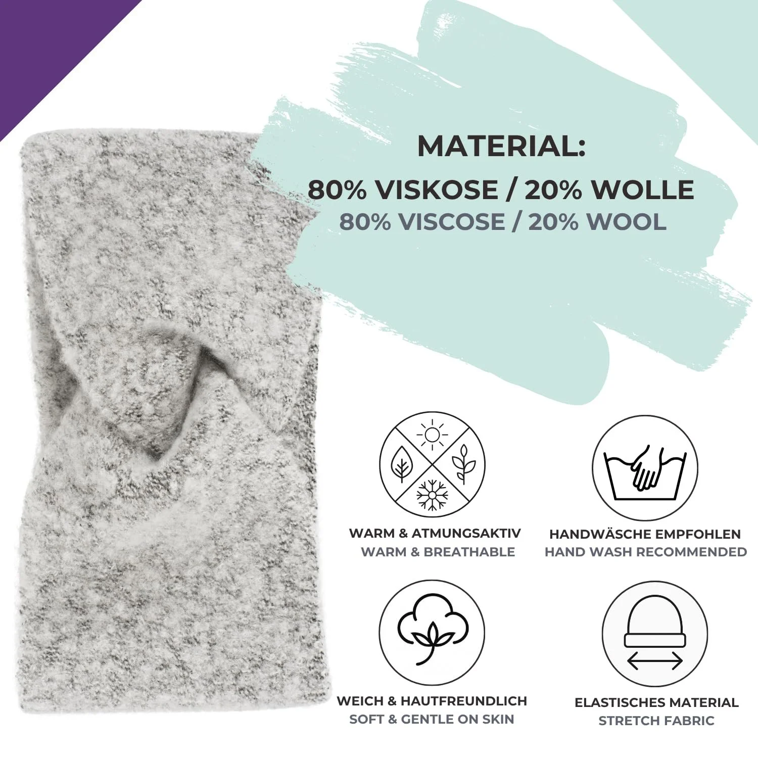 Пов'язка на голову В'язана styleBREAKER 04026052 з вузлом, фото №4 Пов'язка на голову В'язана styleBREAKER 04026052 з вузлом, фото №4