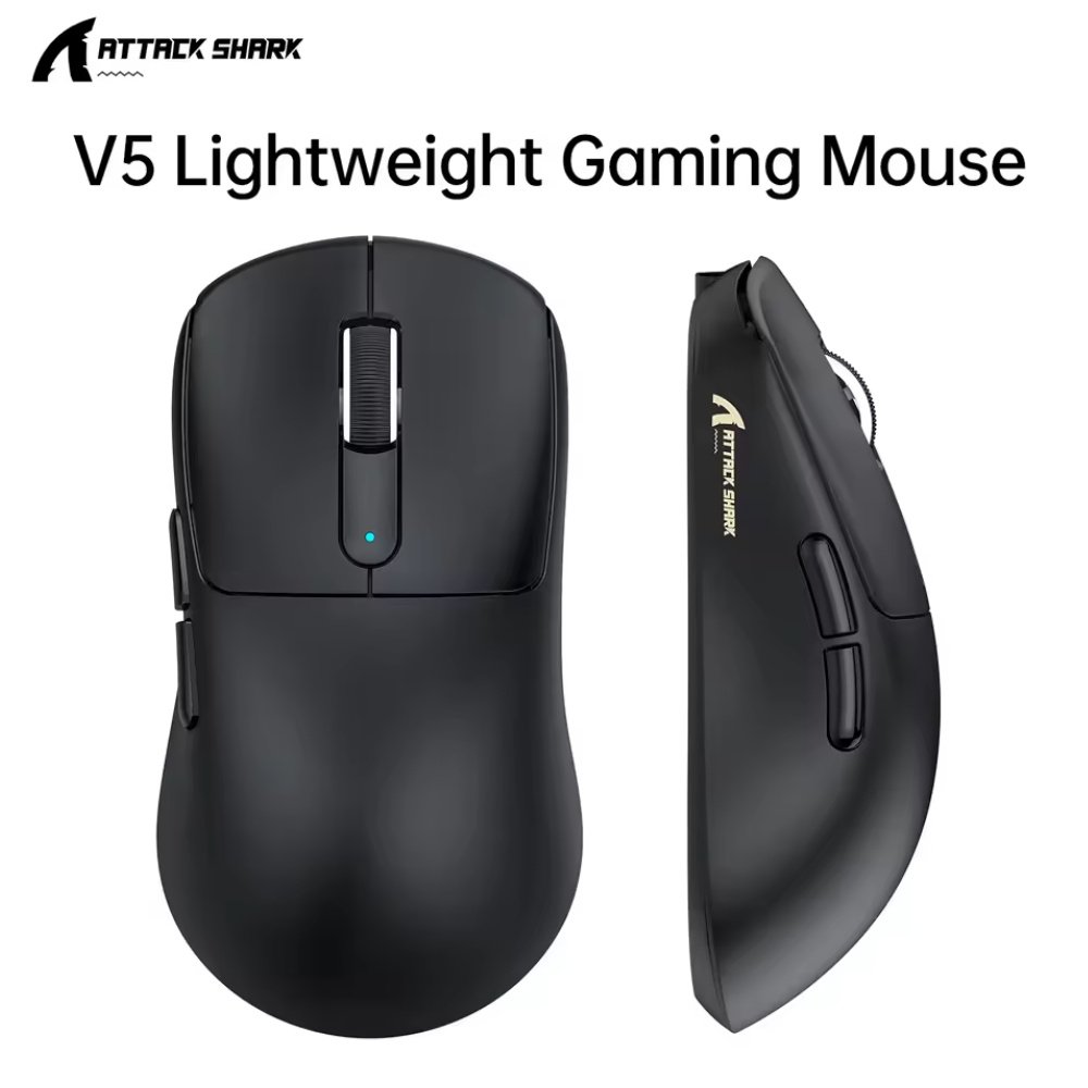 Ігрова мишка Attack Shark V5 Black PAW3950MAX 42K DPI 8000Гц 750IPS 50G, фото №1