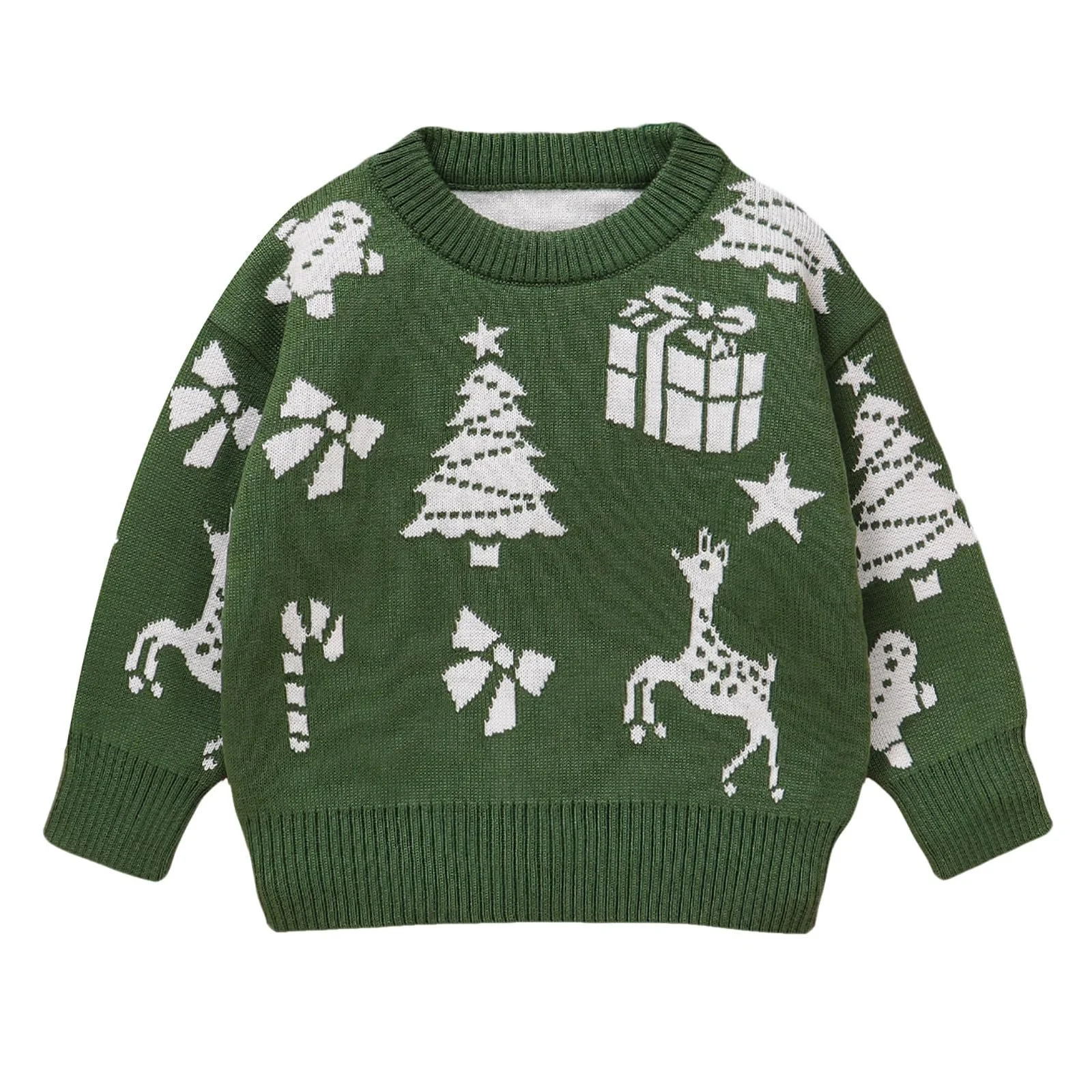 Рождественский джемпер Generisch для мальчиков и девочек, детский свитшот, свитеры, круглый вырез, длинный рукав, рождественский теплый свитер, зимний свитер с мультфильмом, фото №1