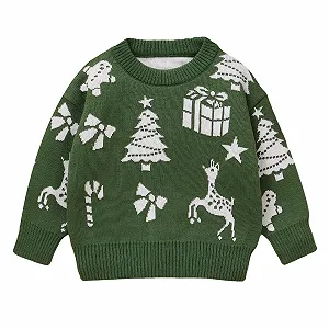 Рождественский джемпер Generisch для мальчиков и девочек, детский свитшот, свитеры, круглый вырез, длинный рукав, рождественский теплый свитер, зимний свитер с мультфильмом - Фото 1