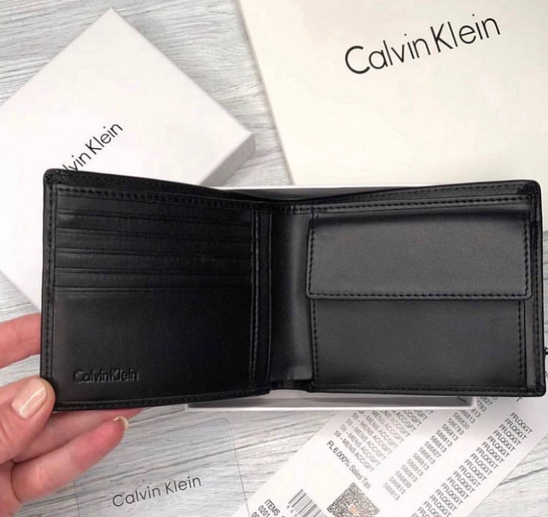 Мужской брендовый кошелек из натуральной кожи в подарочной упаковке Calvin Klein, фото №6