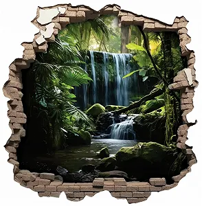 Наклейка на стіну Samunshi Waterfall in the Forest 70 x 70 см кольорова - Фото 1