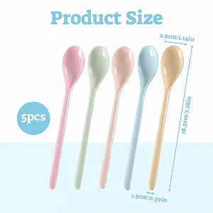Набор из 5 ложек для яиц, пластик, цветные пластиковые ложки, маленькие, длинные пластиковые ложки, меламиновые ложки, длинные, цветные пластиковые ложки, длинная пластиковая ложка для ребенка, многоразовые synthetic.ua - Фото 1