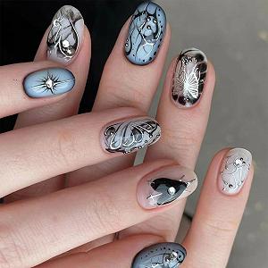 Искусственные ногти 3D Стразы Бабочка 24 шт. - Фото 1