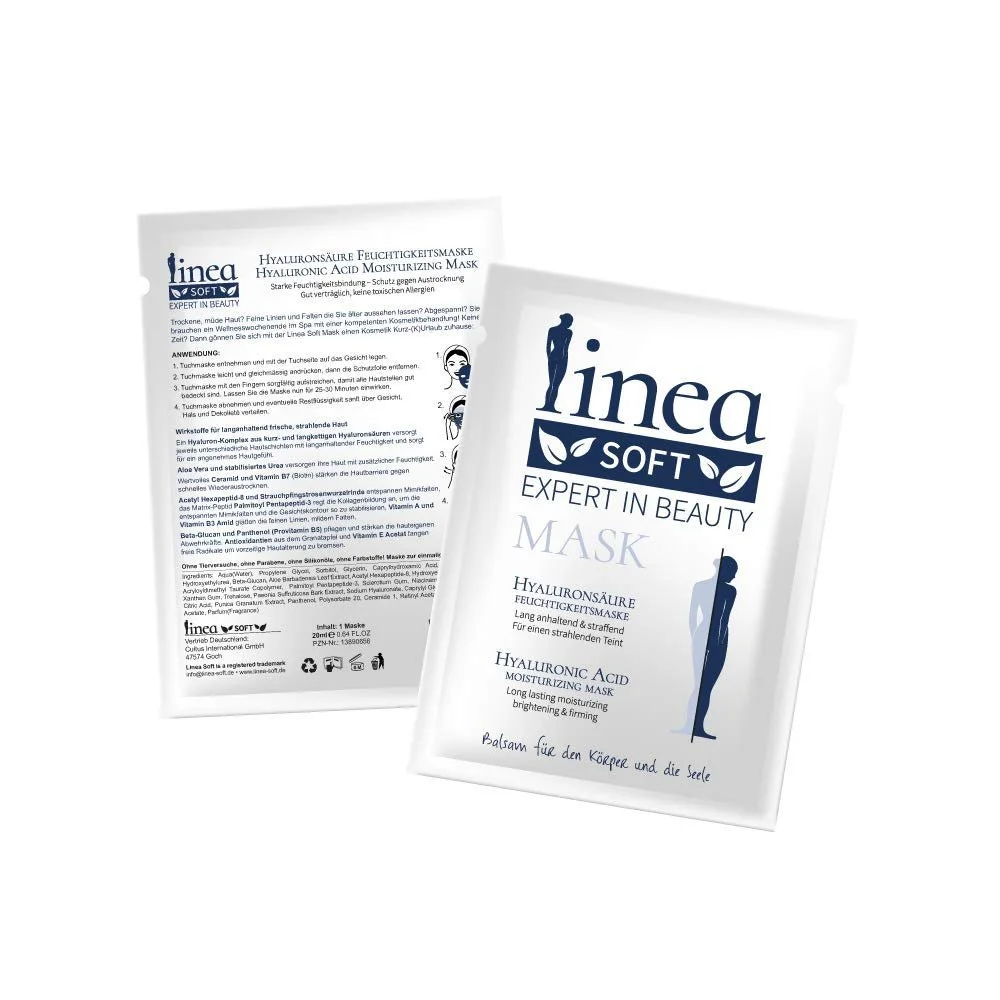 Маска для лица Linea Soft вискозный флис, набор 5 шт, увлажняющая, гиалуроновая кислота, антивозрастной, фото №5