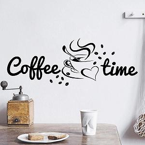 Наклейка на стіну Coffee Time 50 x 18 см Чорний - Фото 1