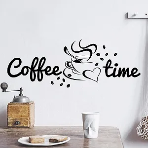 Наклейка на стіну Coffee Time 50 x 18 см Чорний - Фото 1