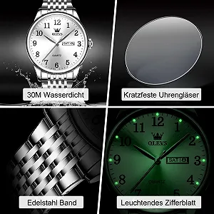 Годинник OLEVS Чоловічий Великий циферблат Люмінесцентний Класичний synthetic.ua - Фото 1