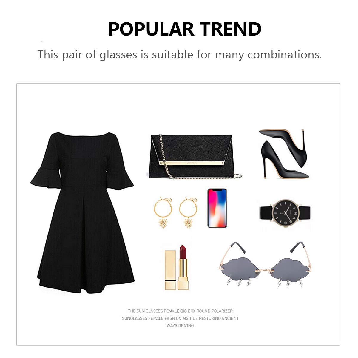 Сонцезахисні окуляри без оправи Amosfun, хмарки, захист від УФ-випромінювання, Авіатор, фото №9