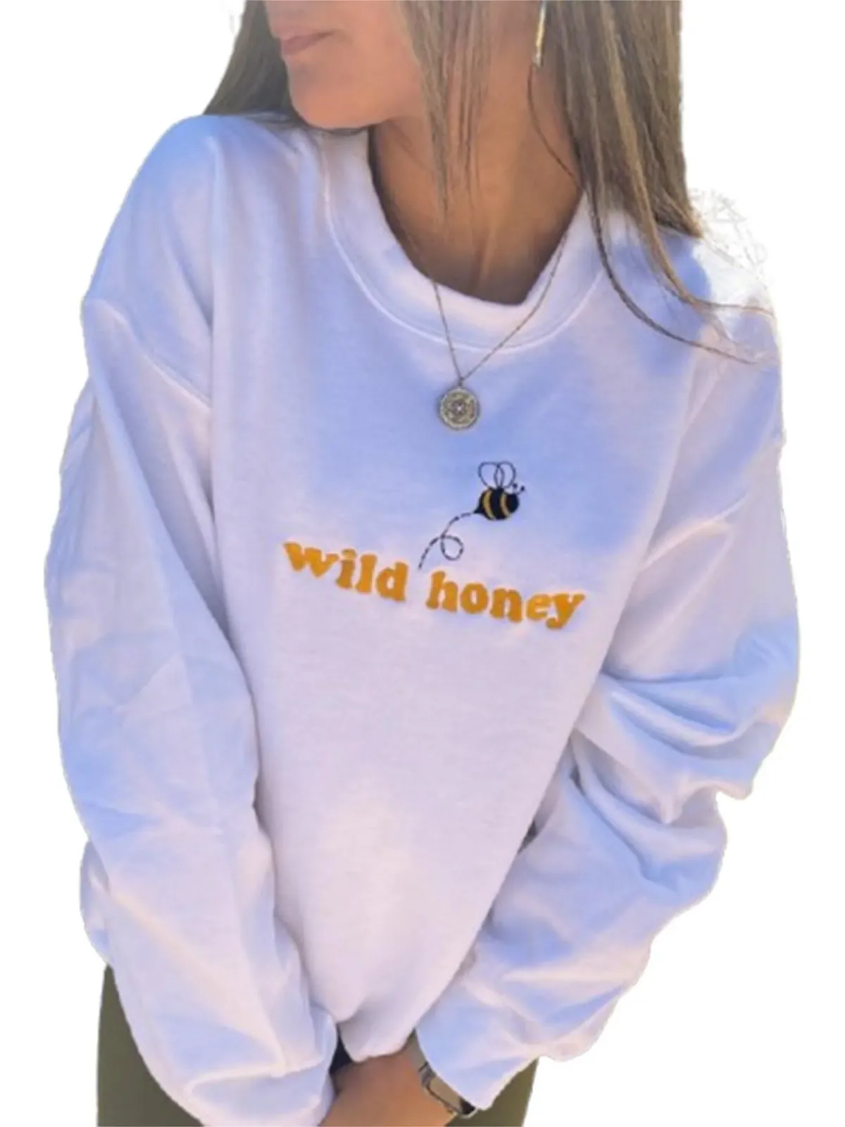 Свитшот SANSIWU Oversized с графическим узором Y2K, длинный рукав, с открытыми плечами, круглый вырез, цветочная вышивка, винтажный, фото №1