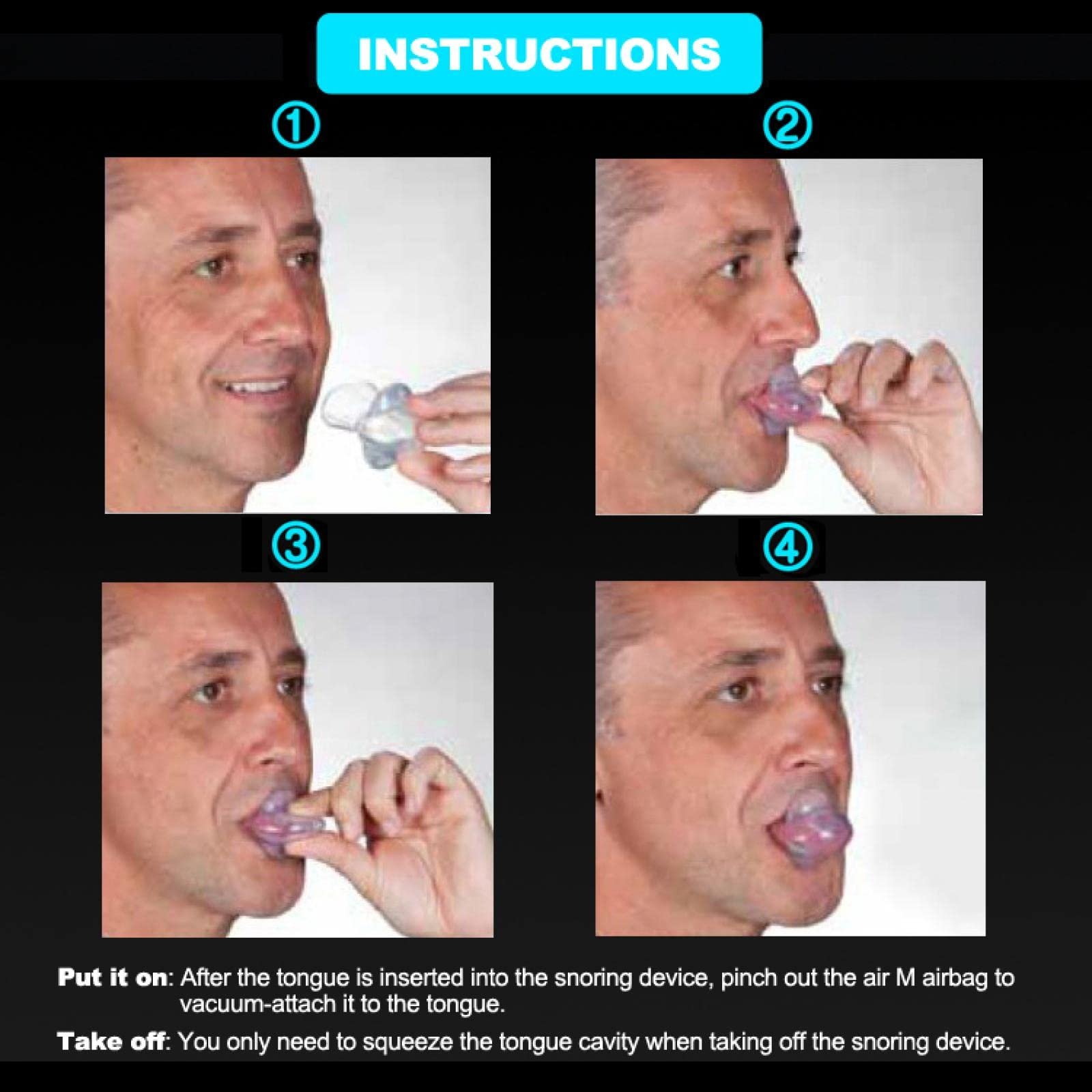 Тримач язика проти хропіння Силіконовий, фото №4