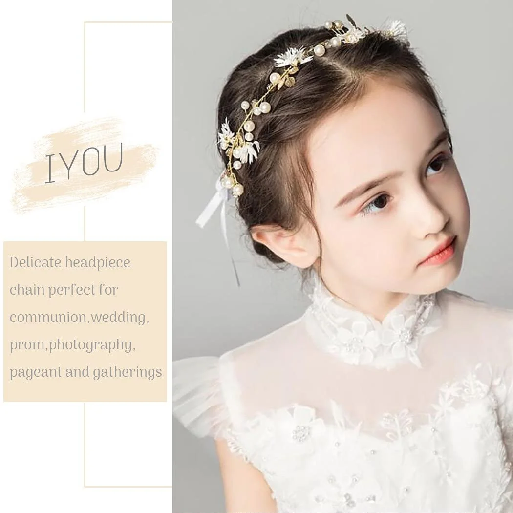 Вінок Квітка Листок Золото Перли, фото №3