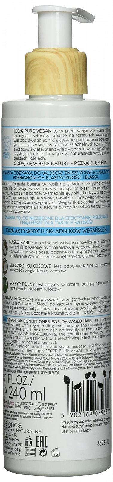 Кондиционер Bielenda Pure Vegan для поврежденных волос 250 мл, фото №2