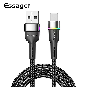 Зарядный кабель ESSAGER разноцветная подсветка Type C 1м - Фото 1