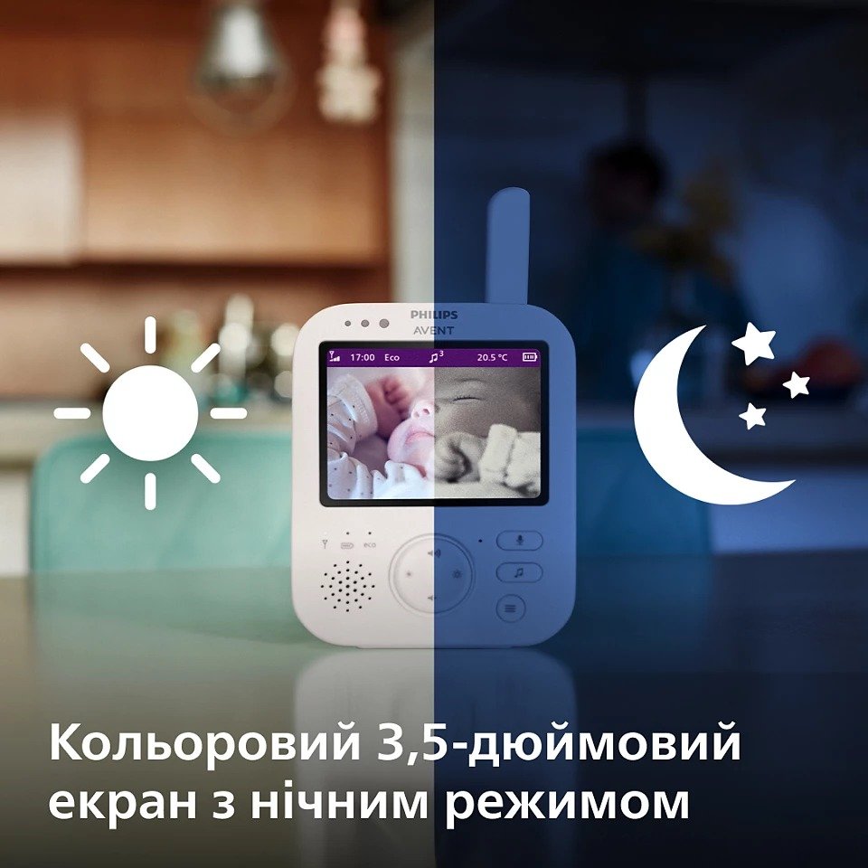 Цифровая видеоняня Philips Avent SCD891/26 Premium / 3.5" LCD / 4x Zoom / Датчик температуры / до 12 часов, фото №3 Цифровая видеоняня Philips Avent SCD891/26 Premium / 3.5" LCD / 4x Zoom / Датчик температуры / до 12 часов, фото №3