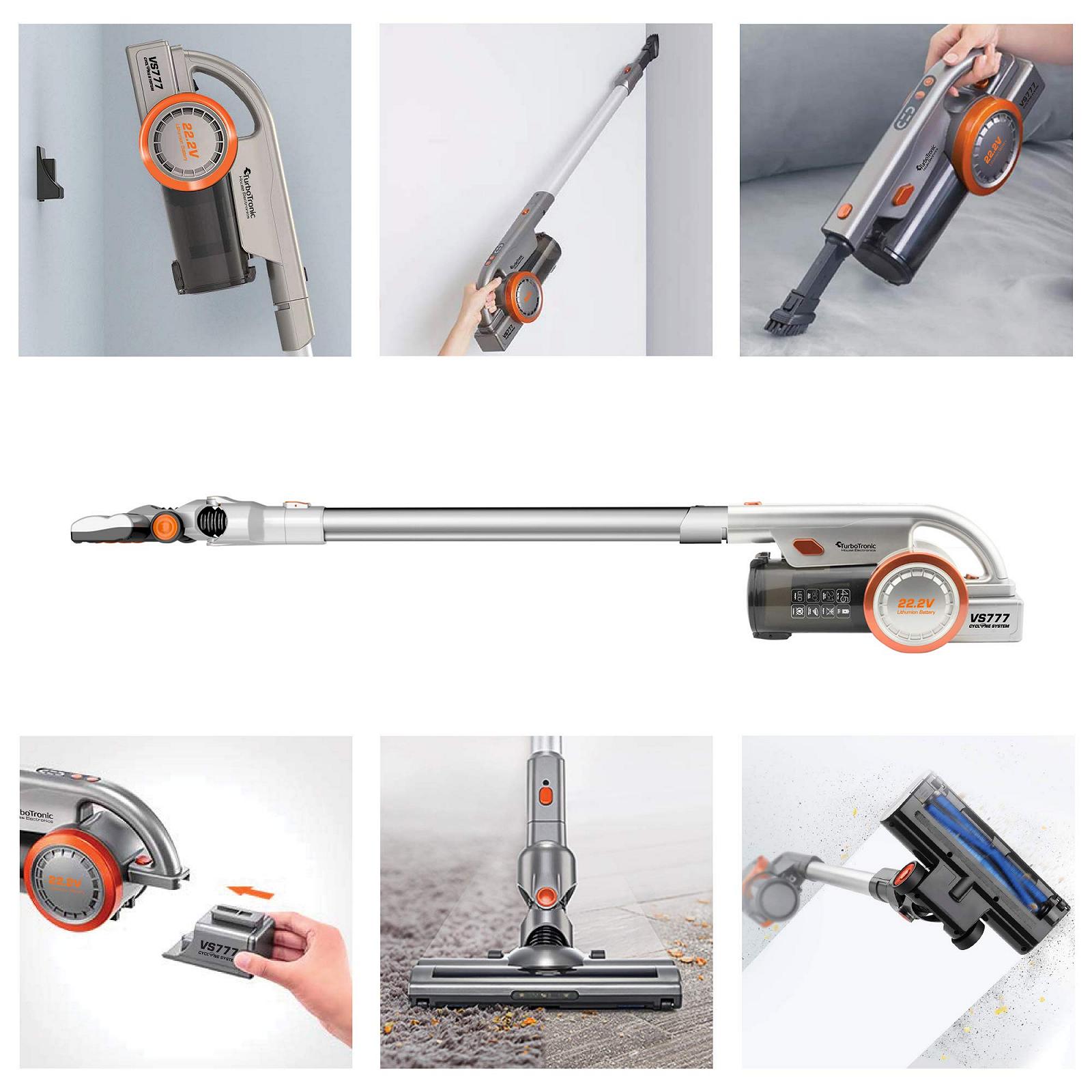 Пылесос TurboTronic VS777 Cyclone Wireless 120 Вт 8 KPA Легкий Ультратихий HEPA Фильтр для Паркетной и Ковровой Поверхности Без Мешка - Черный/Синий, фото №7 Пылесос TurboTronic VS777 Cyclone Wireless 120 Вт 8 KPA Легкий Ультратихий HEPA Фильтр для Паркетной и Ковровой Поверхности Без Мешка - Черный/Синий, фото №7