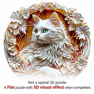 Купити Пазл дерев'яний 3D Visual Effect Cat з подарунковою коробкою, 34 x 33.7 см, 300 елементів - Фото 1 Пазл дерев'яний 3D Visual Effect Cat з подарунковою коробкою, 34 x 33.7 см, 300 елементів - Фото 1