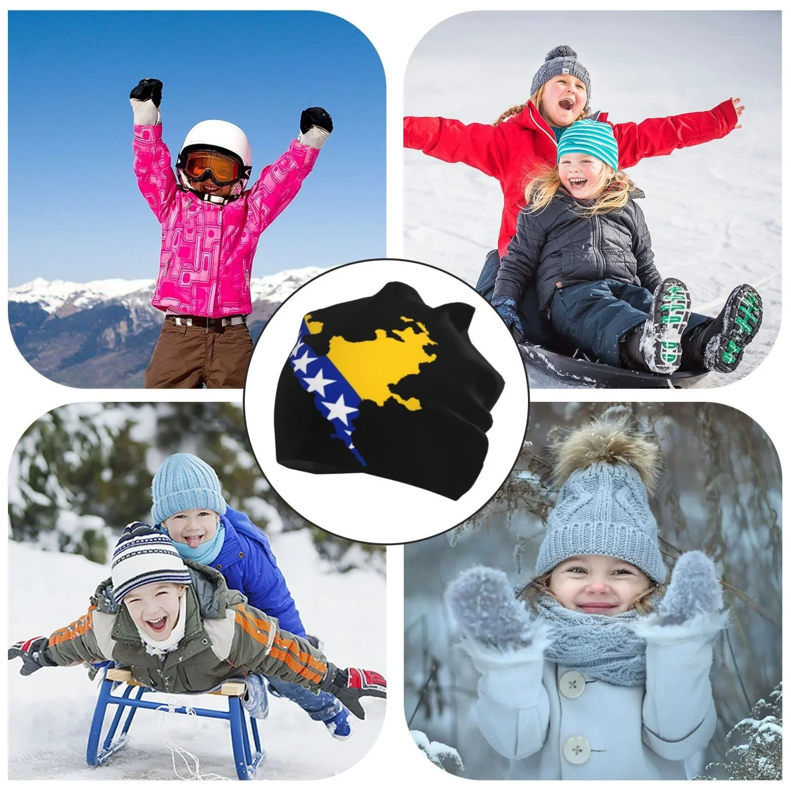 Шапка LOUJIN Osnian Flag Map Slouchy для хлопчиків та дівчаток-підлітків, тепла в'язана, один розмір, фото №8