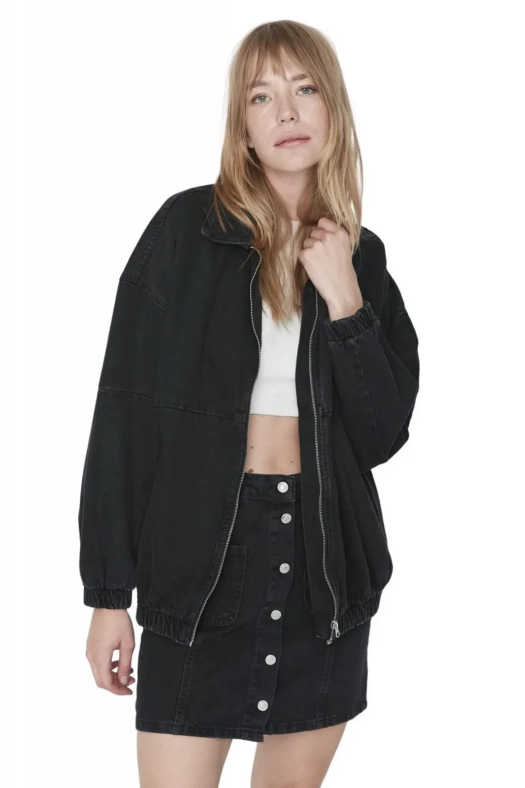 Джинсовая Куртка TRENDYOL Базовая Однотонная, фото №1