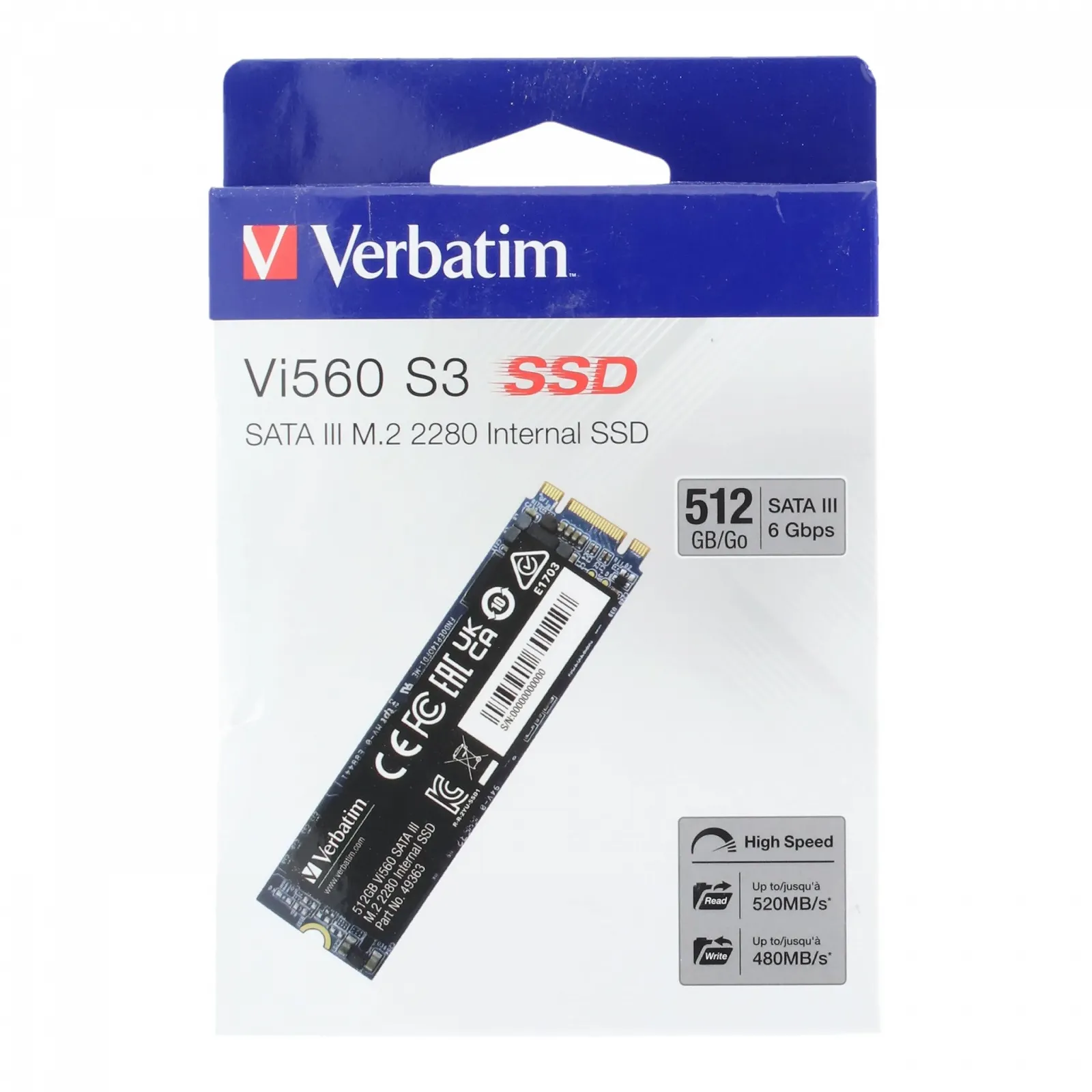 Внутрішній SSD-накопичувач Verbatim Vi560 49363 512 GB M.2 S3 3D NAND Blue, фото №6