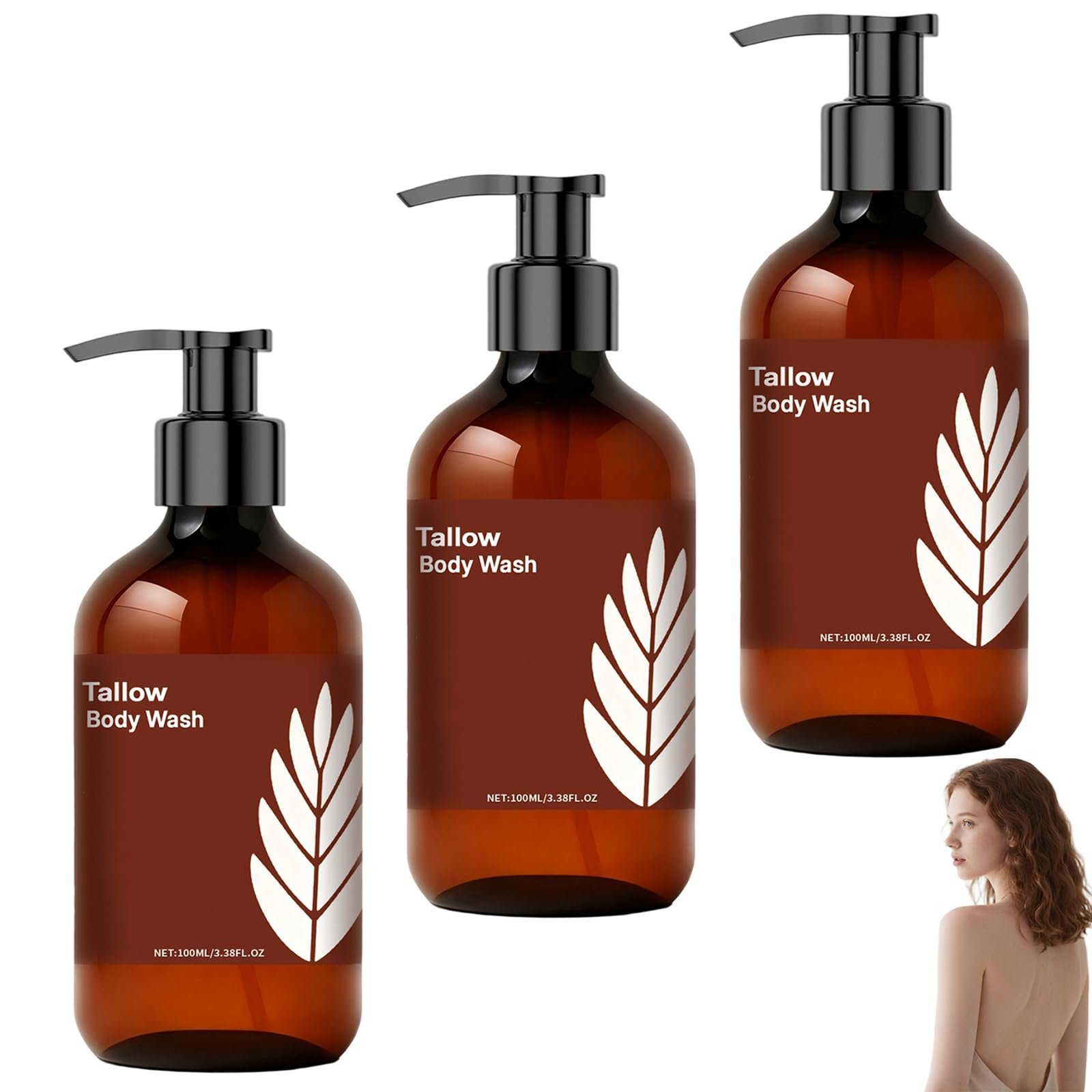 Гель для душу натуральний зволожувальний на основі талового жиру (3 шт.), фото №1