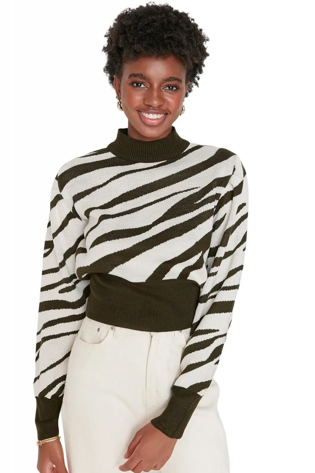 Водолазка TRENDYOL Женский Свитер с анималистическим принтом, фото №1