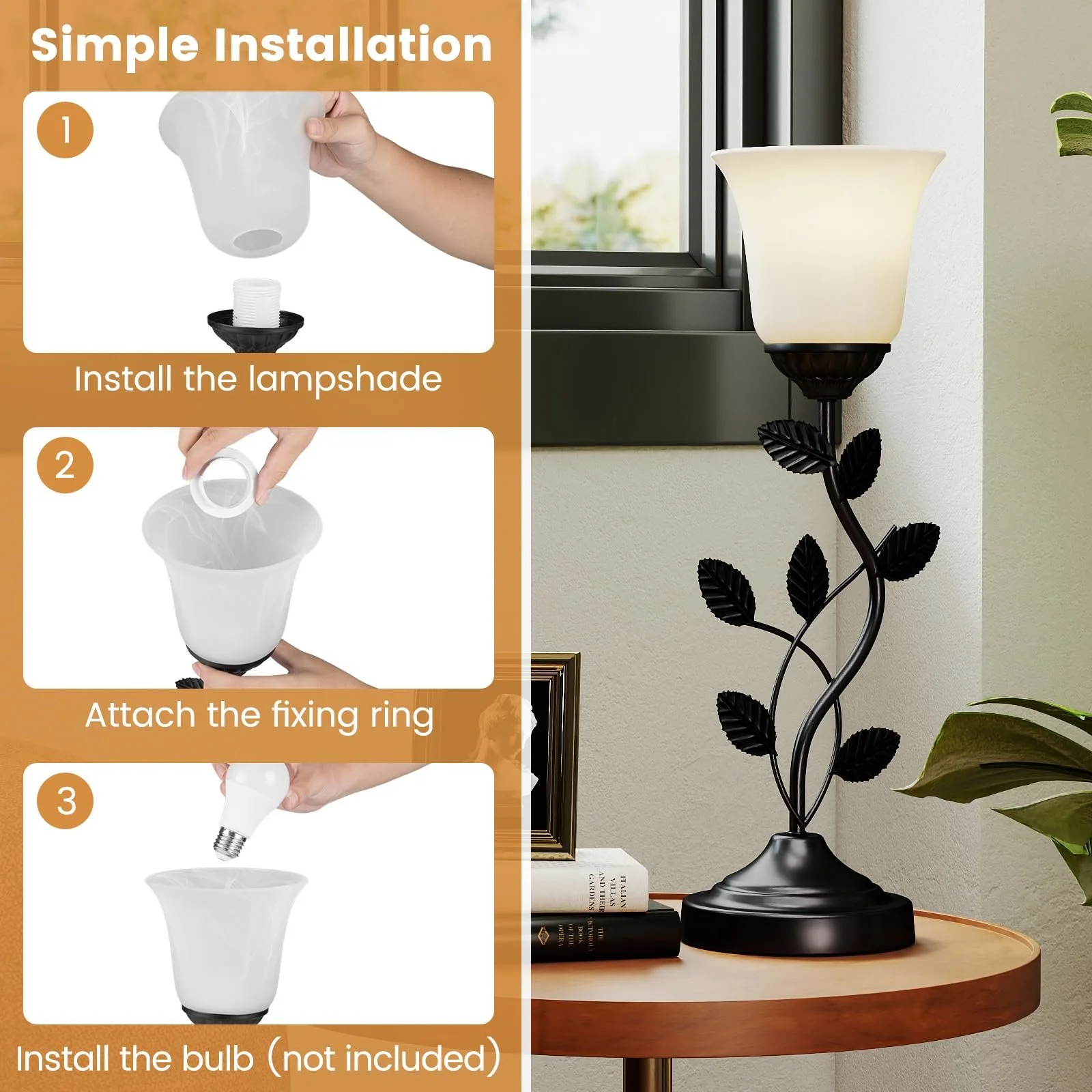 Настільна лампа FANTASK Tulip Glass Lampshade E27, фото №4