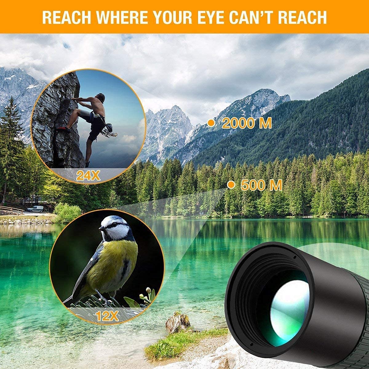 Монокуляр MRKU 24x30 8X-24X Dual Focus Optics Zoom черный, фото №7
