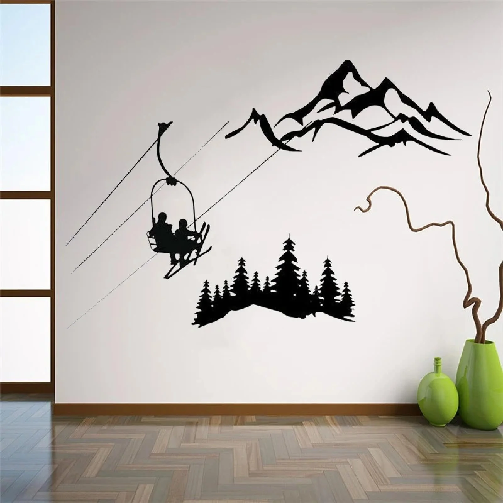 Наклейка на стіну Ski Lift Mountain Artwork Pine вінілова, фото №1 Наклейка на стіну Ski Lift Mountain Artwork Pine вінілова, фото №1