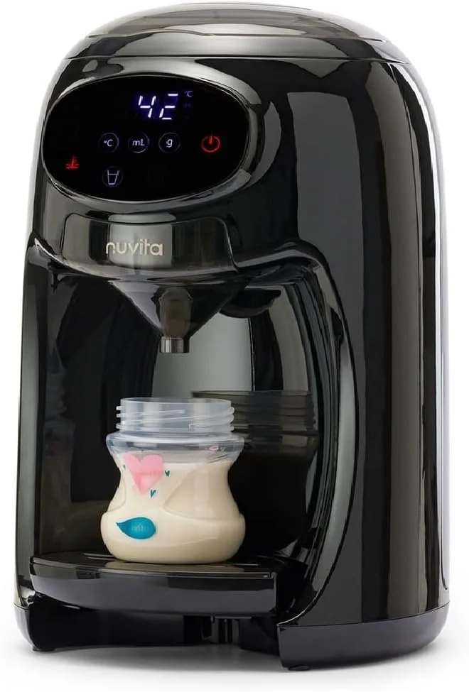 Прилад для приготування сухого молока Nuvita 1180 Lattespresso Instant точне дозування нагрівання та змішування сумісний з більшістю брендів молока Чорний, фото №1