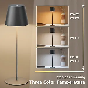 Набір з 2 LED настільних ламп акумуляторних USB-C сенсорних з регулюванням яскравості вуличних водонепроникних Black synthetic.ua - Фото 1