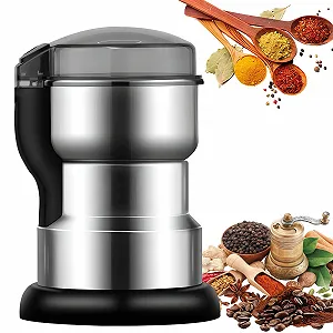 Электрический измельчитель специй 400 Вт, компактный измельчитель специй с емкостью 200 г, корпус из нержавеющей стали для кухни, 6-секундное высокоскоростное измельчение - Фото 1