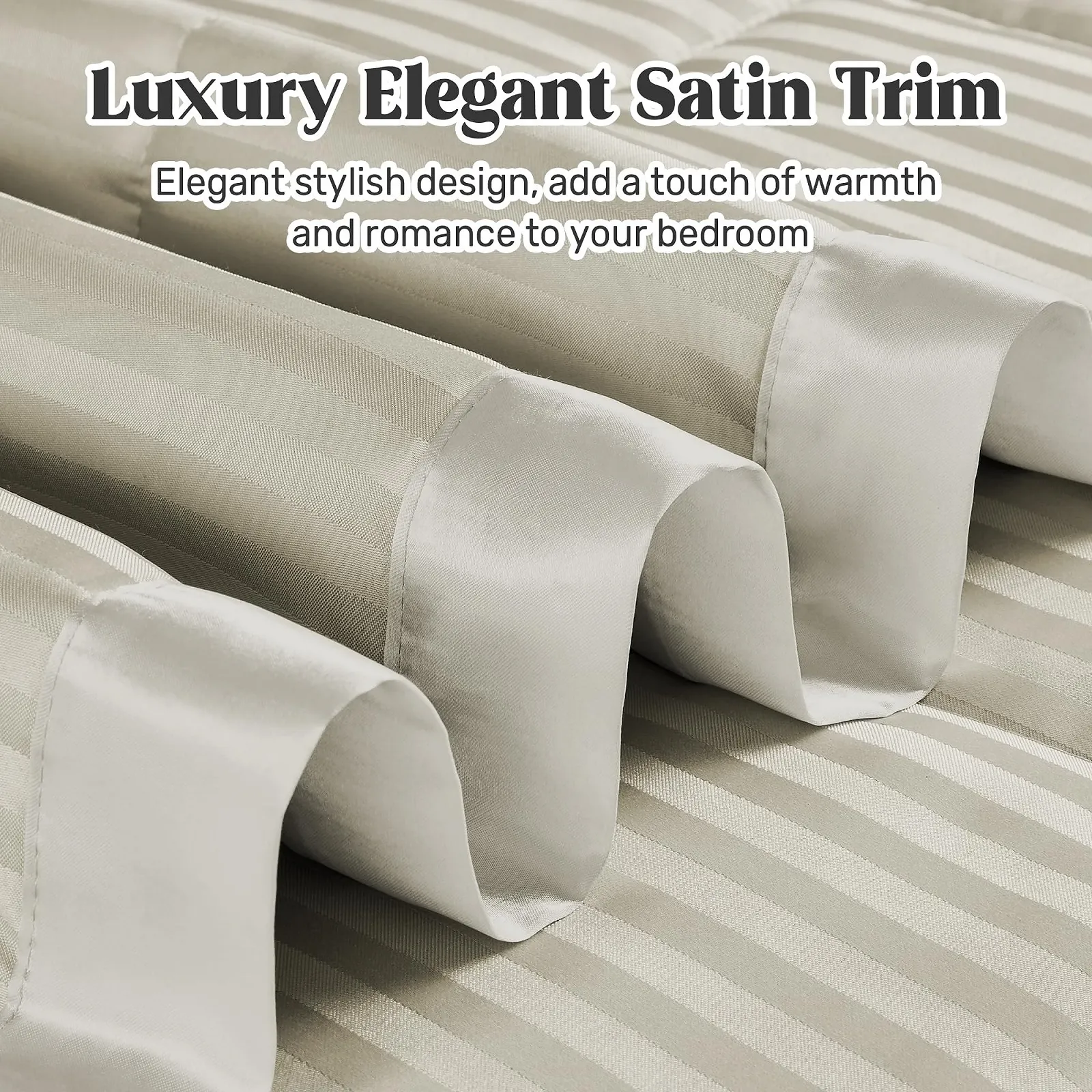 Покривало UNIKOME Queen Size М'яка Легка Альтернатива Пуху з Сатиновою Обробкою Пісочний колір (229 x 229 см), фото №4