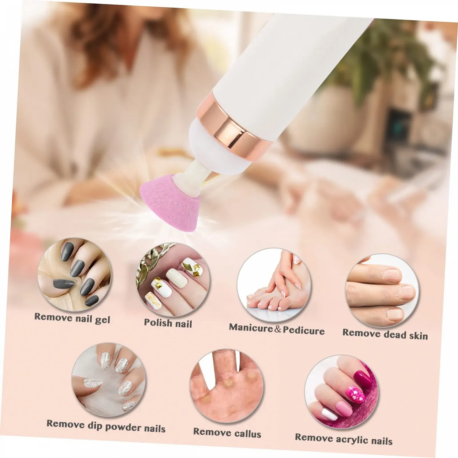 Электрический набор для маникюра и педикюра PACKOVE с полировальными насадками, фото №3 Электрический набор для маникюра и педикюра PACKOVE с полировальными насадками, фото №3