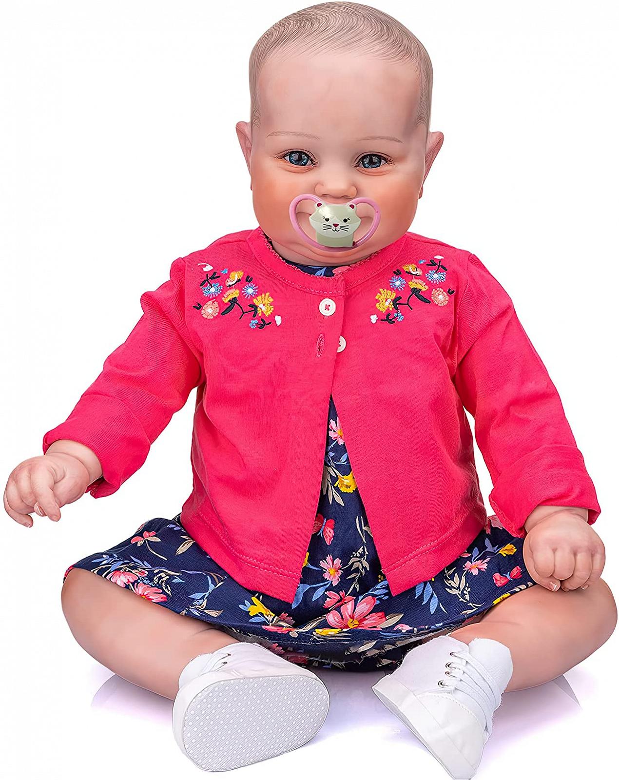 Кукла MineeQu Maddie 60 см Большого размера Ручная работа Волосы Новорожденная Девочка Улыбающаяся Мягкое Тяжелое тело Гибкая Коллекционная Арт, фото №1