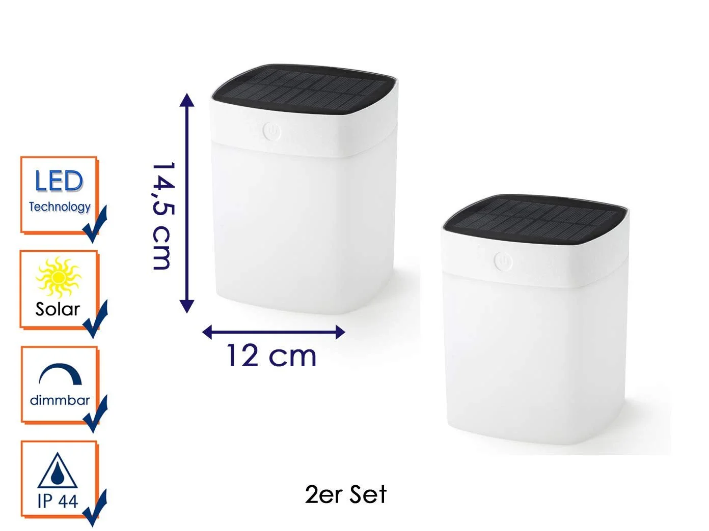 Набір настільних ламп Assi Solar LED 3 рівні яскравості 14.5 см IP44 Білий, фото №2